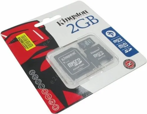 Купить  карта памяти sd-micro 2gb kingston with 2 adapters (sdc/2gb -2adp) в интернет-магазине iceteh.ru в Орске, Новотроицке, Гае, Домбаровском, Ясном, Адамовке, Кваркено! фото 2