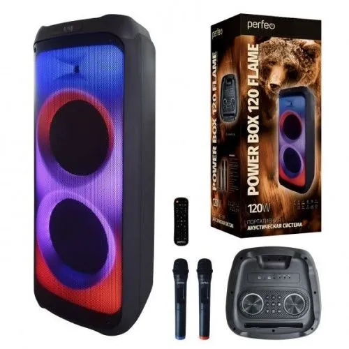 Купить  портативная аудиосистема  perfeo пас “power box 120 flame” bt, eq, mp3 usb/tf, aux, fm, mic, gt, tws, led, пду, 2 б/п мик в интернет-магазине iceteh.ru в Орске, Новотроицке, Гае, Домбаровском, Ясном, Адамовке, Кваркено!