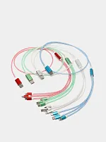 Купить  кабель светящийся 3 в 1 для зарядки устройств iphone, micro usb, type - c, белый в интернет-магазине Айсберг техники в Орске!