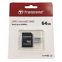 Купить  карта памяти sd-micro 64gb transcend sdxc class 10 uhs-1 (ts64gusd300s-a) +adapter в интернет-магазине Айсберг техники в Орске!