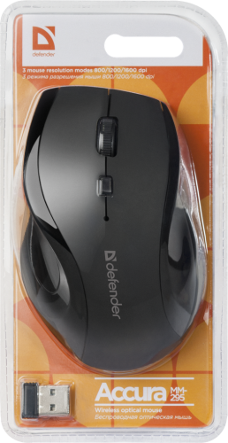 Купить  мышь defender accura mm-295 black, 6 кнопок, 800-1600dpi (52295) в интернет-магазине Айсберг техники в Орске! фото 4