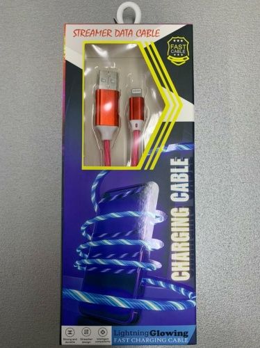 Купить  светящийся кабель lightning для зарядки телефона красный в интернет-магазине Айсберг техники в Орске! фото 2