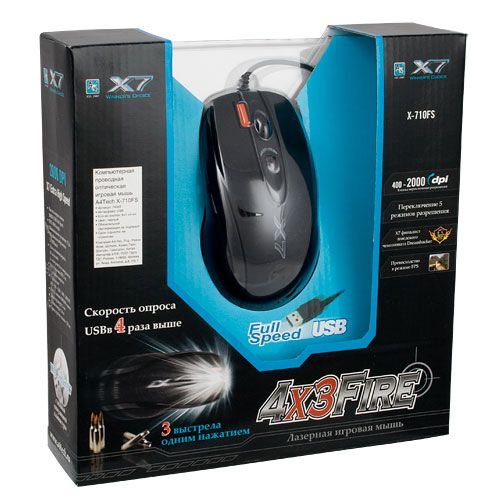 Купить  мышь a4-tech x-710fs-1, black, usb в интернет-магазине Айсберг техники в Орске! фото 3