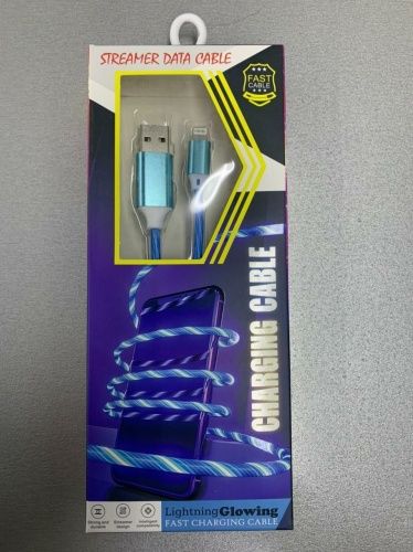 Купить  светящийся кабель lightning для зарядки телефона синий в интернет-магазине Айсберг техники в Орске! фото 2