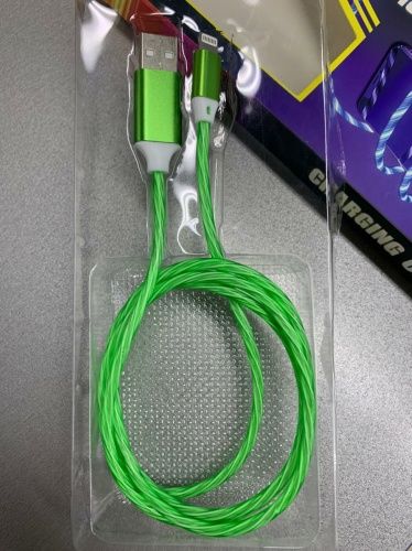 Купить  светящийся кабель lightning для зарядки телефона зеленый в интернет-магазине Айсберг техники в Орске!